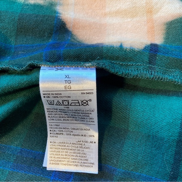 Custom Flannel Shirt XL Green Peach Desert Graphic Boho Festival - Picture 5 of 11